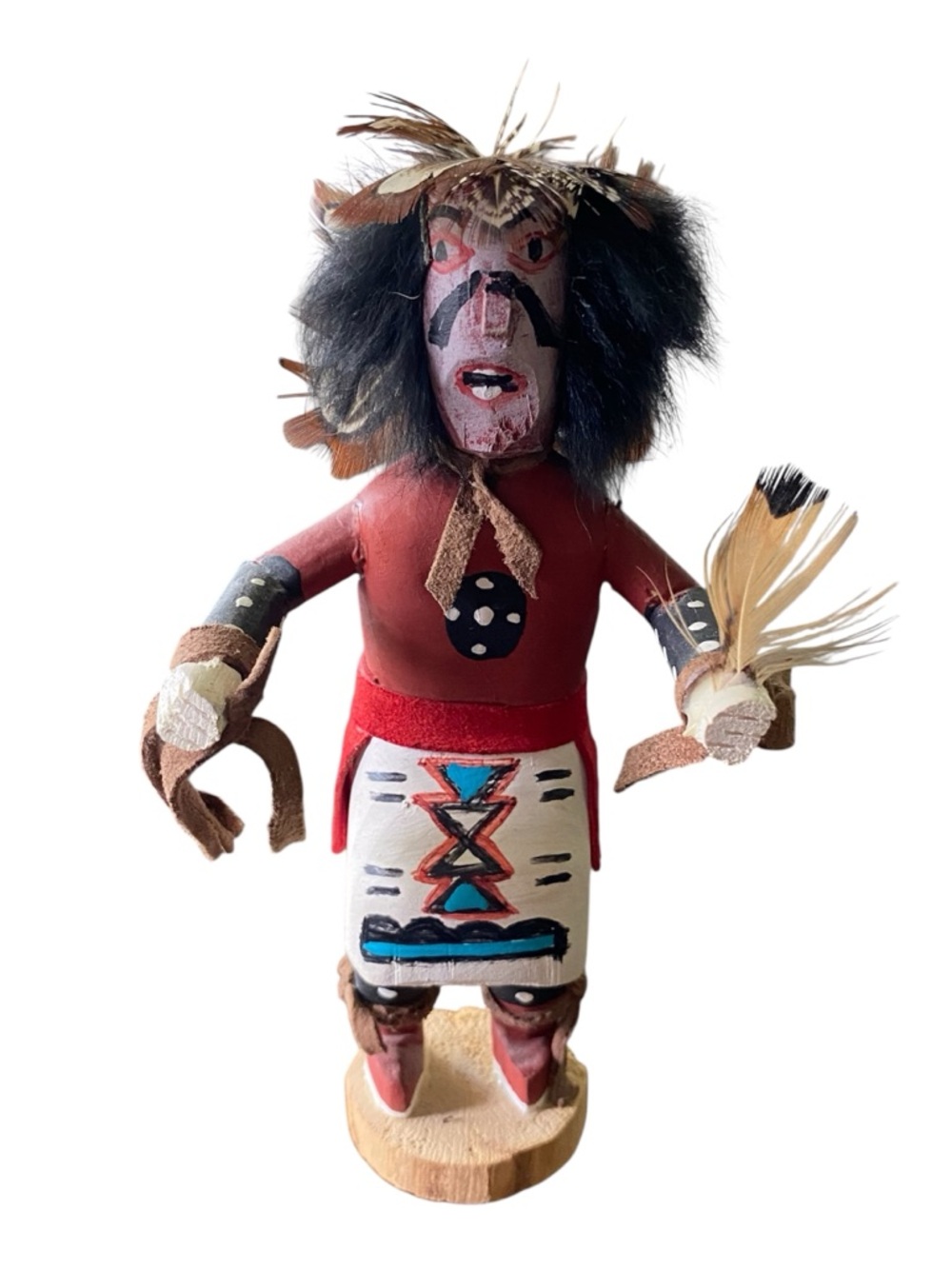 Older Kachina Doll Navajo Warrior Native American Handcrafted Art Signed M.T.L